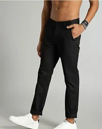 Stylish Cotton Black Solid Trouser For Men-thumb1
