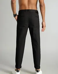 Stylish Cotton Black Solid Trouser For Men-thumb2