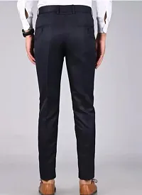 Black Polycotton Mid Rise Formal Trousers for men-thumb2