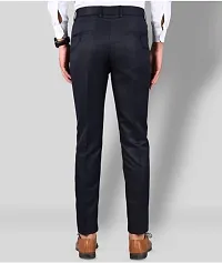 Navy Blue Polycotton Mid Rise Formal Trousers for men-thumb1