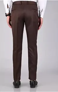 Brown Polycotton Mid Rise Formal Trousers for men-thumb2