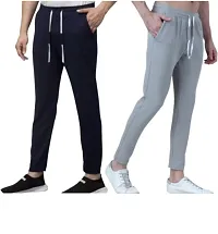 Multicoloured Cotton Blend Mid Rise Casual Trousers for men pack of 2-thumb1