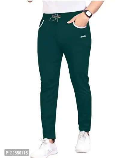 Stylish Green Polycotton Regular Track Pants For Men-thumb3