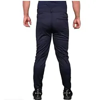 Navy Blue Polycotton Regular Track Pants For Men-thumb1