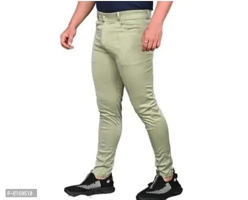 Green Polycotton Regular Track Pants For Men-thumb4