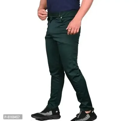 Olive Polycotton Regular Track Pants For Men-thumb2
