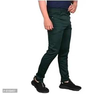 Olive Polycotton Regular Track Pants For Men-thumb4