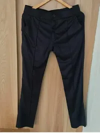 Black Polycotton Regular Track Pants For Men-thumb2