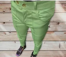 Green Polycotton Regular Track Pants For Men-thumb1