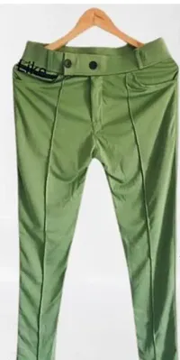 Green Polycotton Regular Track Pants For Men-thumb2