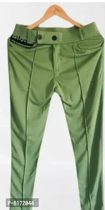 Green Polycotton Regular Track Pants For Men-thumb3