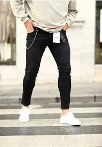 Trendy Denim Black Solid Jeans For Men-thumb1