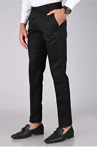 Navy Blue Polyester Blend Mid Rise Formal Trousers For Men Pack of 3-thumb3
