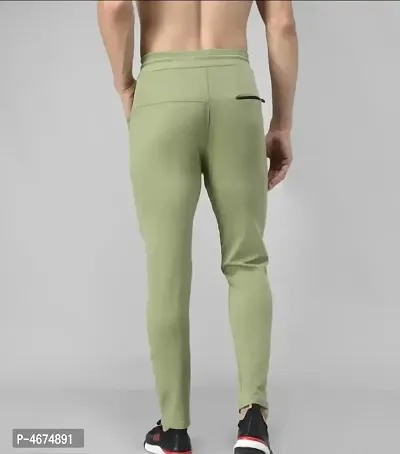 Olive Cotton Spandex Regular Track Pants For Men-thumb3