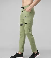 Olive Cotton Spandex Regular Track Pants For Men-thumb3