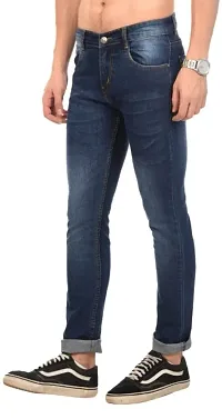 Blue Denim Mid Rise Jeans For Men-thumb2