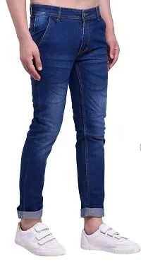 Blue Denim Mid Rise Jeans For Men-thumb2