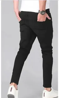 Star4well Men Black Printed Knee Cut Jeans-thumb2