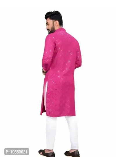 Pink Cotton Kurtas For Men-thumb2