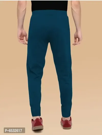 Blue Polyester Regular Track Pants For Men-thumb3