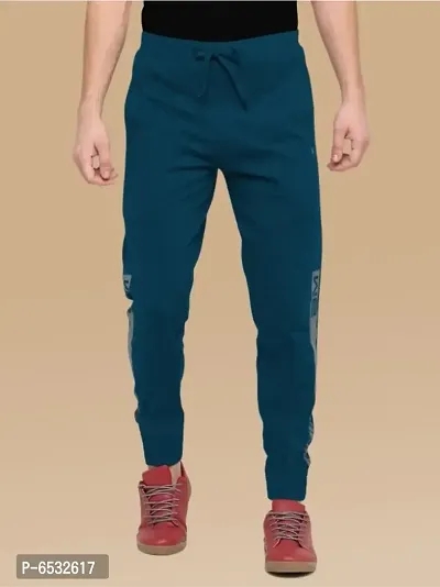 Blue Polyester Regular Track Pants For Men-thumb2