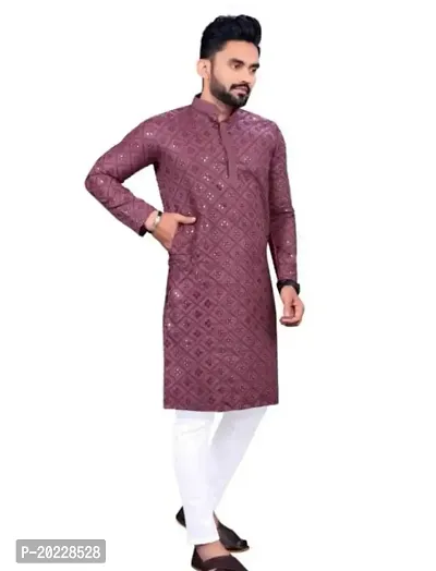 Reliable Maroon Cotton Embellished Kurta For Men-thumb2