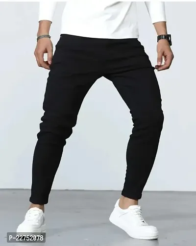 Trendy Denim Black Solid Jeans For Men-thumb2