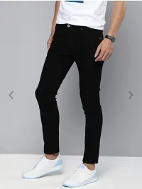 Trendy Denim Black Solid Jeans For Men-thumb1