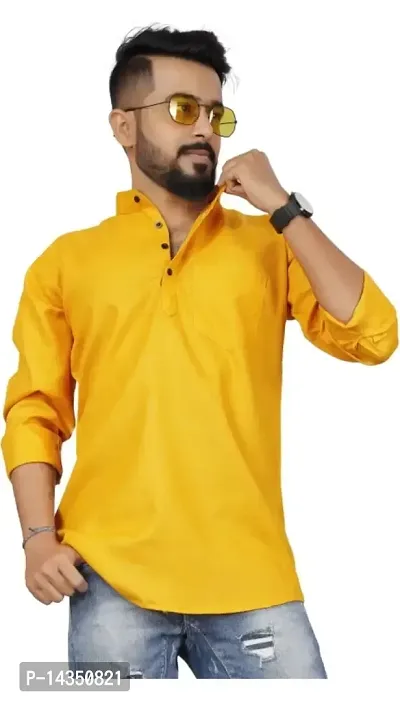 Stylish Men Cotton Blend Short Kurta-thumb3