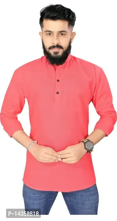 Stylish Men Cotton Blend Short Kurta-thumb3