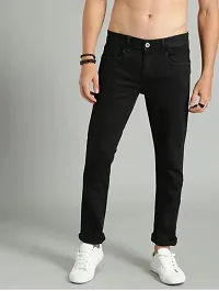 Star4well Men Black Slim Fit Jeans-thumb2