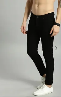 Trendy Denim Black Solid Jeans For Men-thumb1