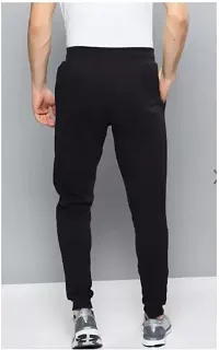 Elegant Black Polyester  Solid Regular Track Pants For Men-thumb1