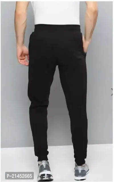 Elegant Black Polyester  Solid Regular Track Pants For Men-thumb2