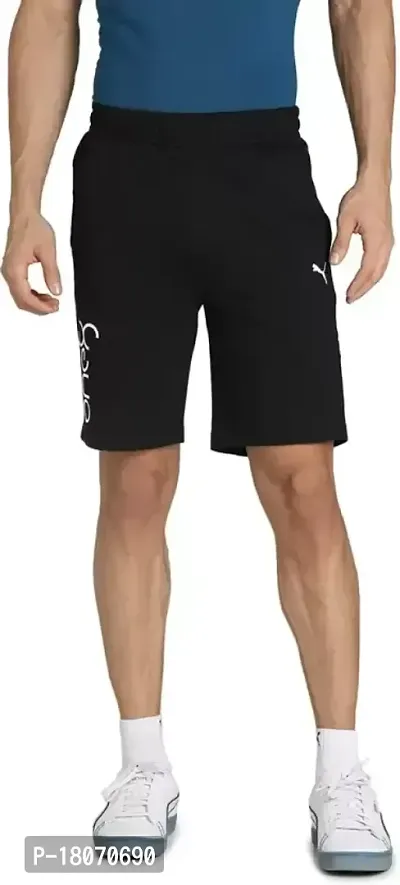 Black Polyester Regular Shorts For Men-thumb2