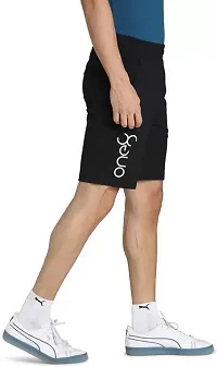 Black Polyester Regular Shorts For Men-thumb2