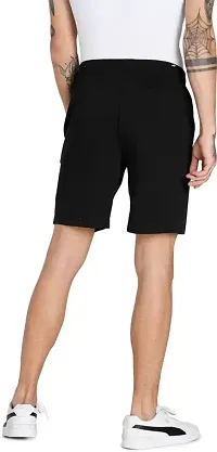 Black Polyester Regular Shorts For Men-thumb1