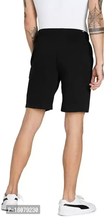 Black Polyester Regular Shorts For Men-thumb2