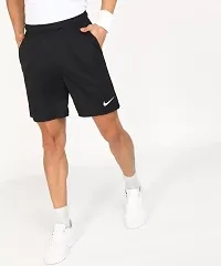 Black Polyester Regular Shorts For Men-thumb2