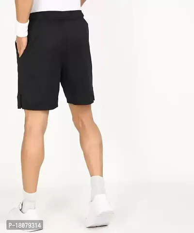 Black Polyester Regular Shorts For Men-thumb2