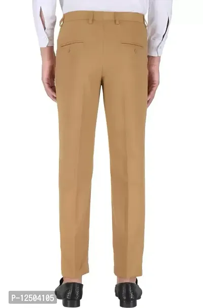 Stylish Khaki Polyester Formal TrouserFor Men-thumb2