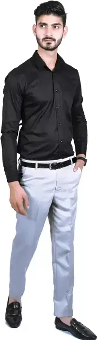Stylish Grey Polyester Formal TrouserFor Men-thumb2