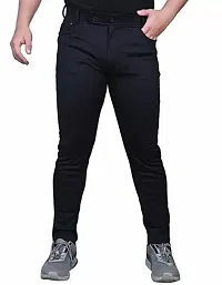 Stylish Men Black Lycra Casual Trouser-thumb1