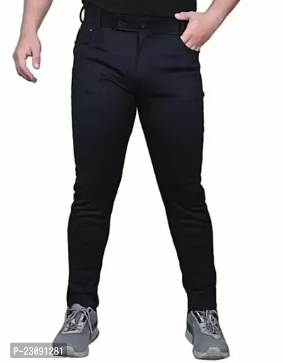 Stylish Men Black Lycra Casual Trouser-thumb2