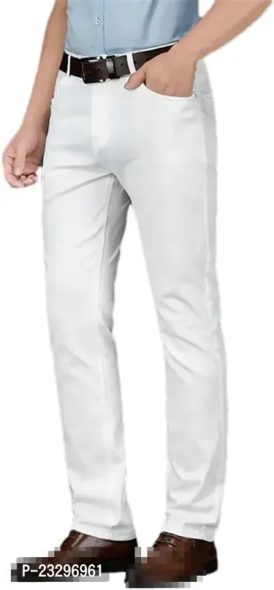 Trendy Cotton Blend White Jeans For Men-thumb3