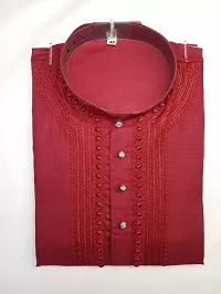 Reliable Red Cotton  Knee Length Kurta For Men-thumb1