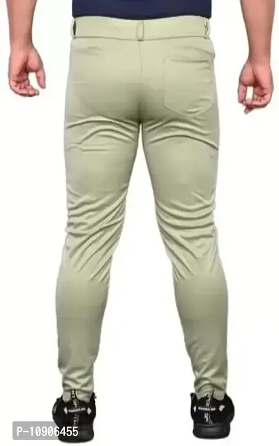 Classic Polyester Solid Casual Trousers for Men-thumb3