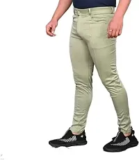 Classic Polyester Solid Casual Trousers for Men-thumb1