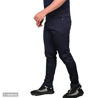 Classic Polyester Solid Casual Trousers for Men-thumb2