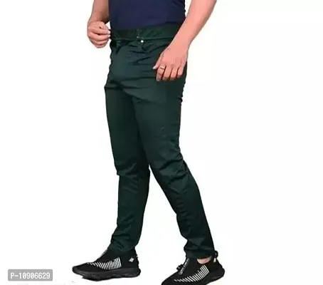 Classic Polyester Solid Casual Trousers for Men-thumb2